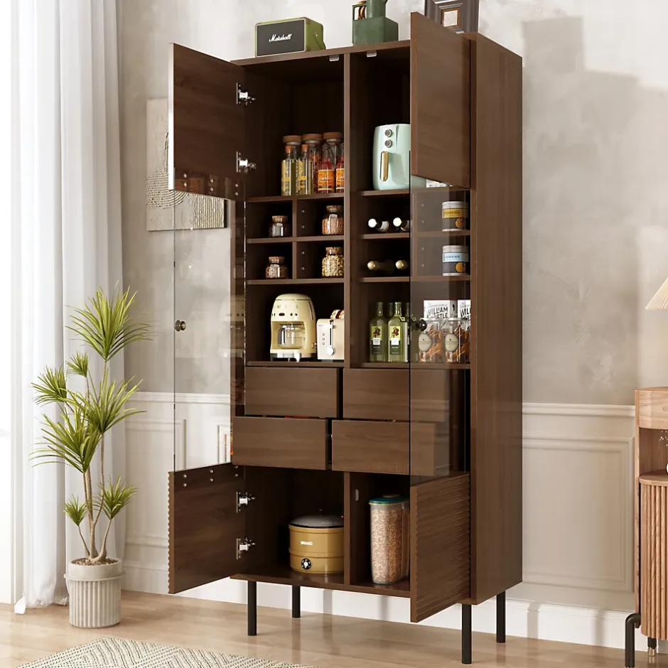 ProximaX Vitrine multibranches avec façade en verre, étagères à plusieurs niveaux et tiroir dissimulé, pour salle de bain, salon ou bureau* Meuble Wc
