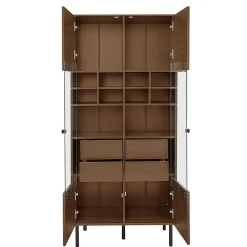 ProximaX Vitrine multibranches avec façade en verre, étagères à plusieurs niveaux et tiroir dissimulé, pour salle de bain, salon ou bureau* Meuble Wc