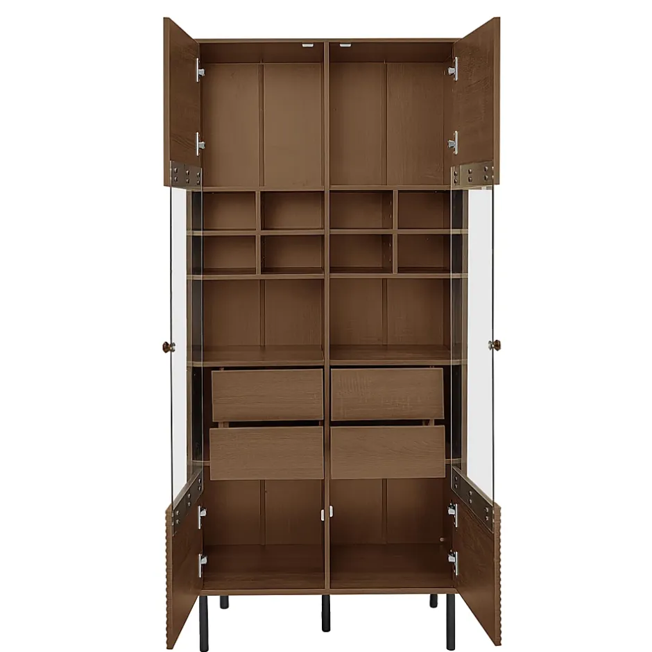 ProximaX Vitrine multibranches avec façade en verre, étagères à plusieurs niveaux et tiroir dissimulé, pour salle de bain, salon ou bureau* Meuble Wc