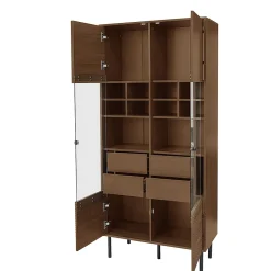 ProximaX Vitrine multibranches avec façade en verre, étagères à plusieurs niveaux et tiroir dissimulé, pour salle de bain, salon ou bureau* Meuble Wc