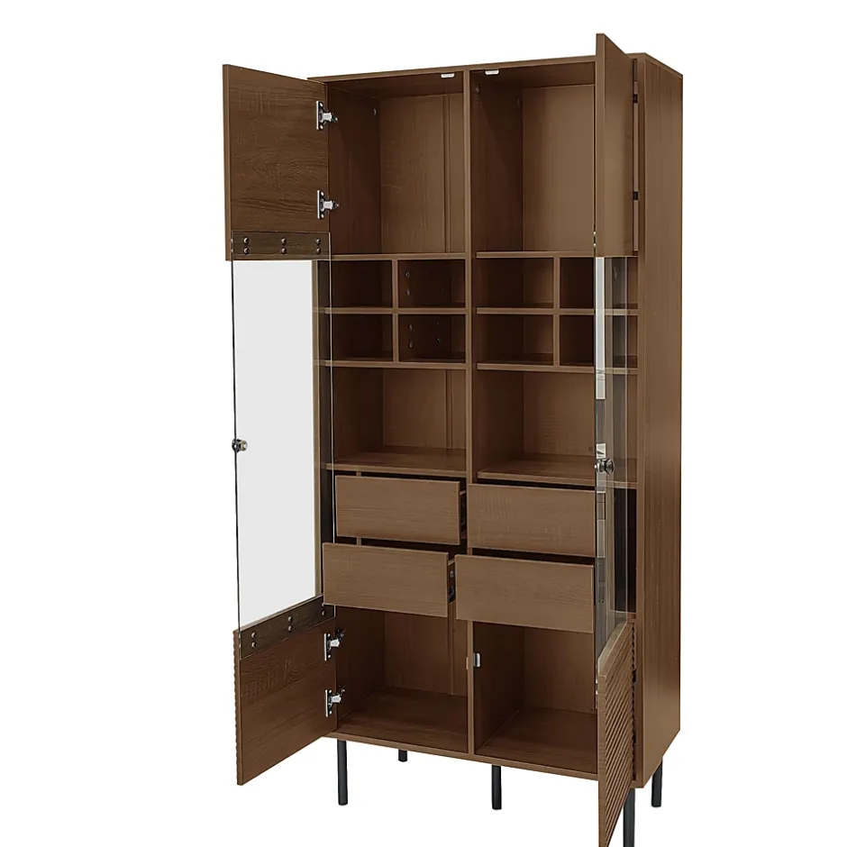 ProximaX Vitrine multibranches avec façade en verre, étagères à plusieurs niveaux et tiroir dissimulé, pour salle de bain, salon ou bureau* Meuble Wc