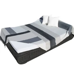 Vivezen Véritable fouta Tunisienne XXL 2m x 3m tissage à plat 100% coton 380g - Gris et beige -