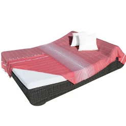 Vivezen Véritable fouta Tunisienne XXL 2m x 3m tissage à plat 100% coton 380g - Rouge vermeil et blanc -* Serviette De Bain