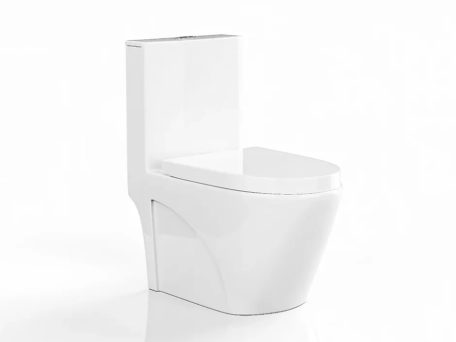Vente-unique WC à poser blanc brillant en céramique - Evacuation verticale - NAGILAM
