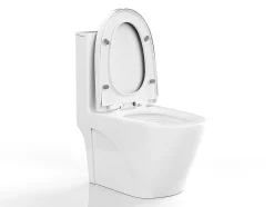 Vente-unique WC à poser blanc brillant en céramique - Evacuation verticale - NAGILAM