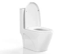 Vente-unique WC à poser blanc brillant en céramique - Evacuation verticale - NAGILAM