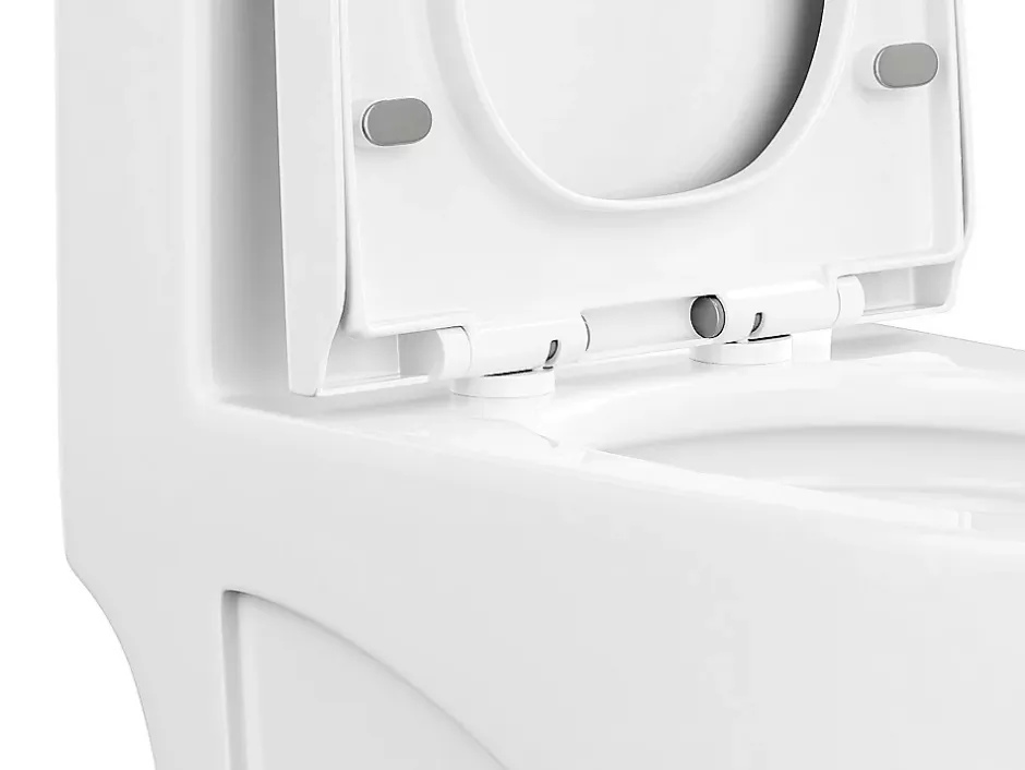 Vente-unique WC à poser blanc brillant en céramique - Evacuation verticale - NAGILAM