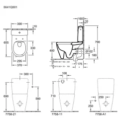 Villeroy & Boch WC à poser compact sans bride sortie horizontale VILLEROY ET BOCH Avento avec abattant frein de chute + Nettoyant