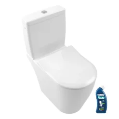Villeroy & Boch WC à poser compact sans bride sortie horizontale VILLEROY ET BOCH Avento avec abattant frein de chute et SlimSeat + Nettoyant