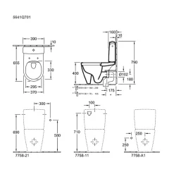 Villeroy & Boch WC à poser compact sans bride sortie horizontale VILLEROY ET BOCH Avento avec abattant frein de chute et SlimSeat + Nettoyant