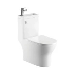 Rue Du Bain WC à Poser Monobloc avec Lave main intégré 37x70 cm Céramique - Modène* Wc À Poser