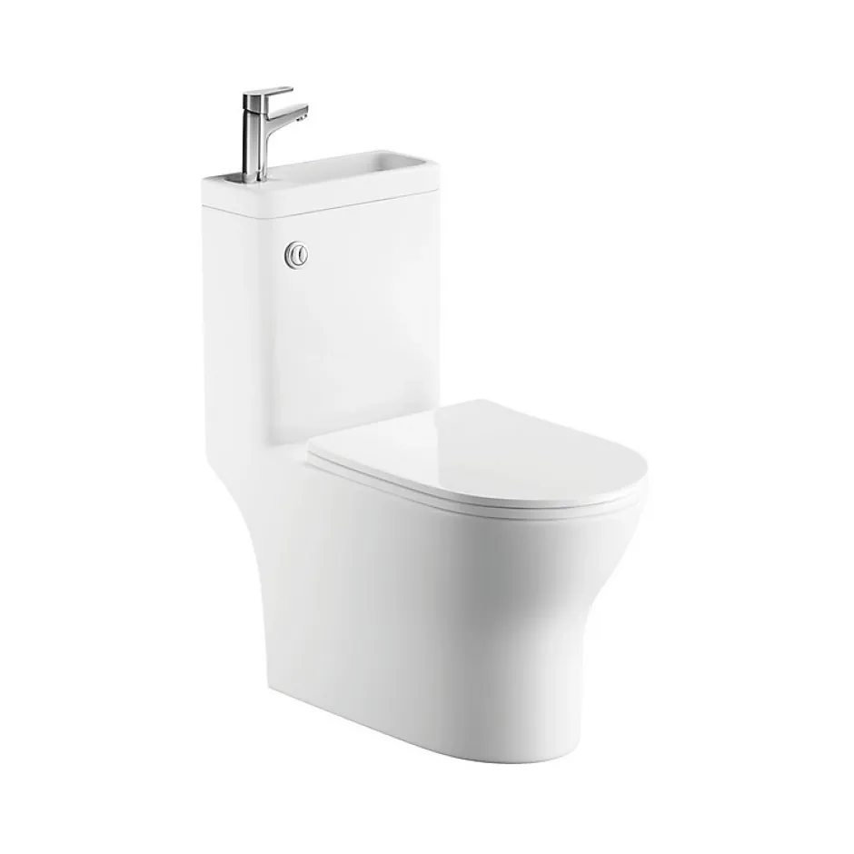 Rue Du Bain WC à Poser Monobloc avec Lave main intégré 37x70 cm Céramique - Modène* Wc À Poser