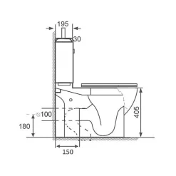 Rue Du Bain WC à Poser Monobloc avec Lave main intégré 37x70 cm Céramique - Modène* Wc À Poser