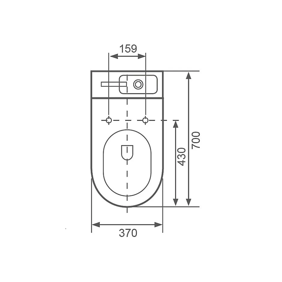 Rue Du Bain WC à Poser Monobloc avec Lave main intégré 37x70 cm Céramique - Modène* Wc À Poser