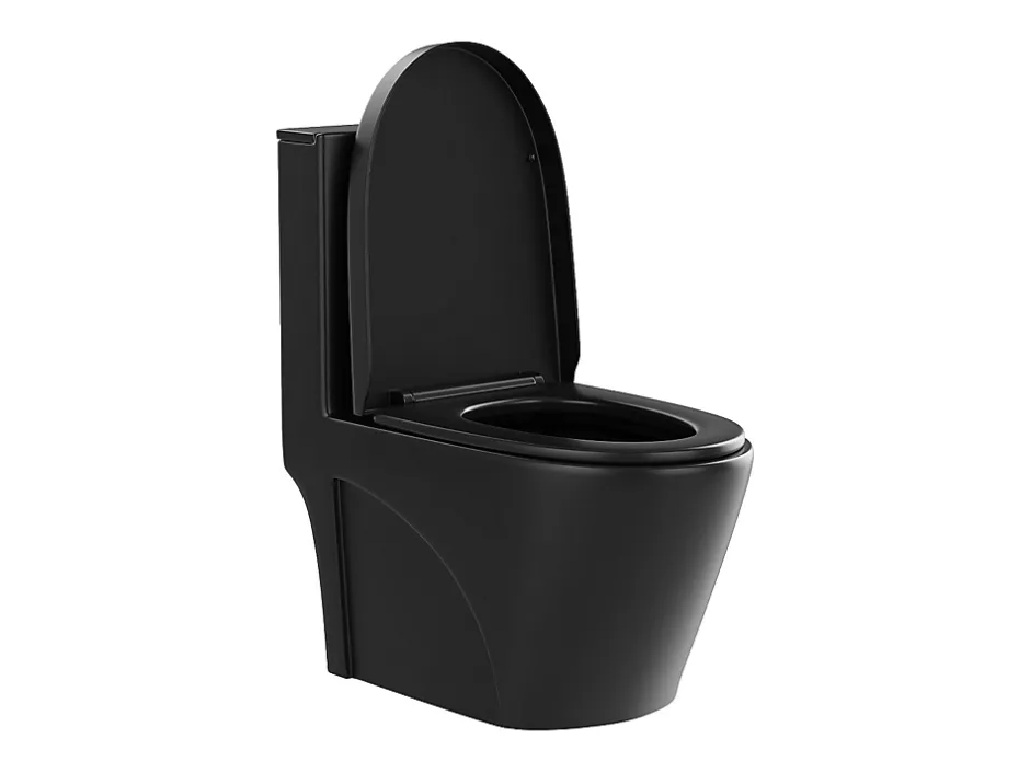 Vente-unique WC à poser noir mat en céramique - Evacuation horizontale - NAGILAM* Wc À Poser