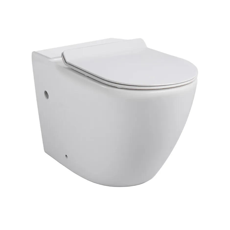 Ceramia WC à poser sans bride en céramique avec abattant SoftClose + réservoir de chasse, alimentation latérale, blanc (CEPX030RREXVP)