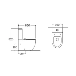 Ceramia WC à poser sans bride en céramique + abattant SoftClose + réservoir de chasse, alimentation par le bas, blanc (CEPX030RREXVPBI)