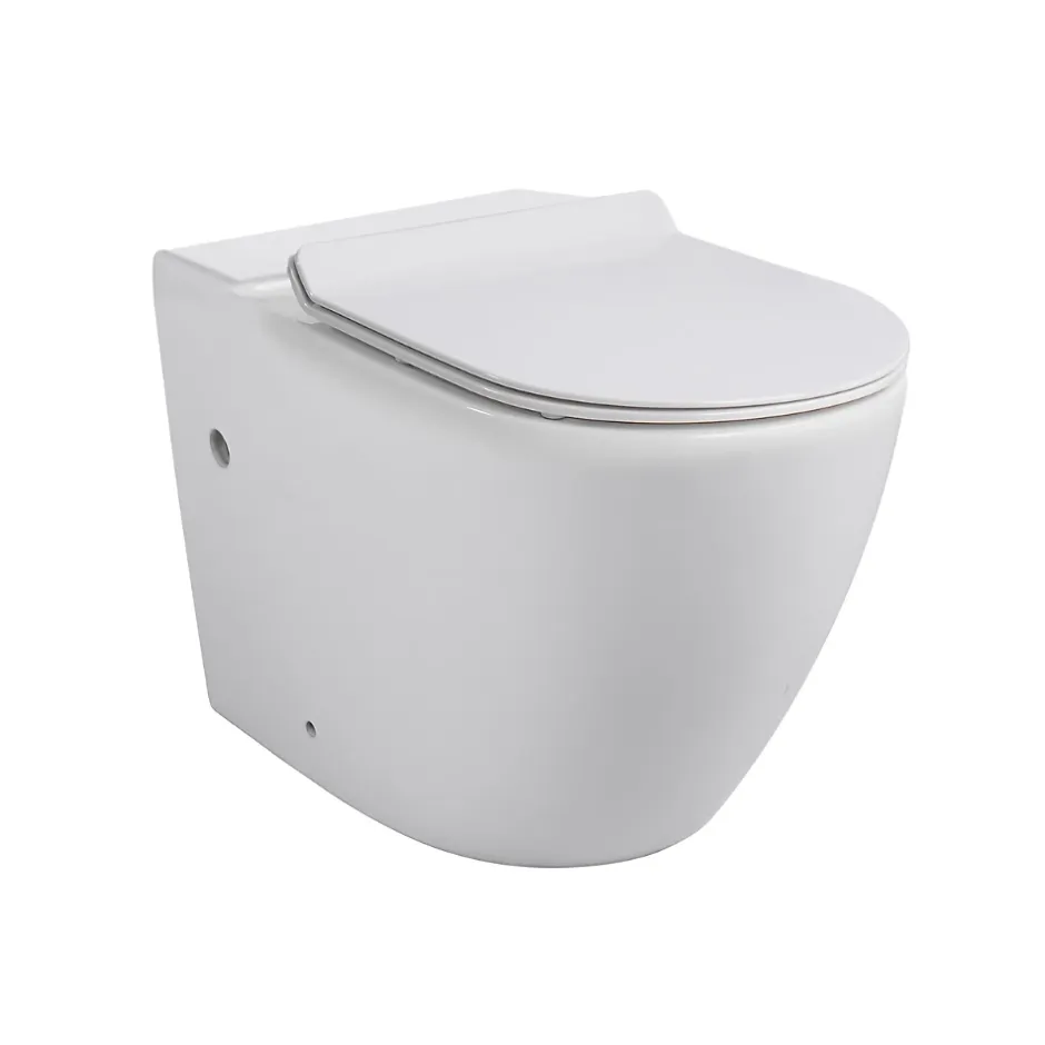 Ceramia WC à poser sans bride en céramique + abattant SoftClose + réservoir de chasse, alimentation par le bas, blanc (CEPX030RREXVPBI)