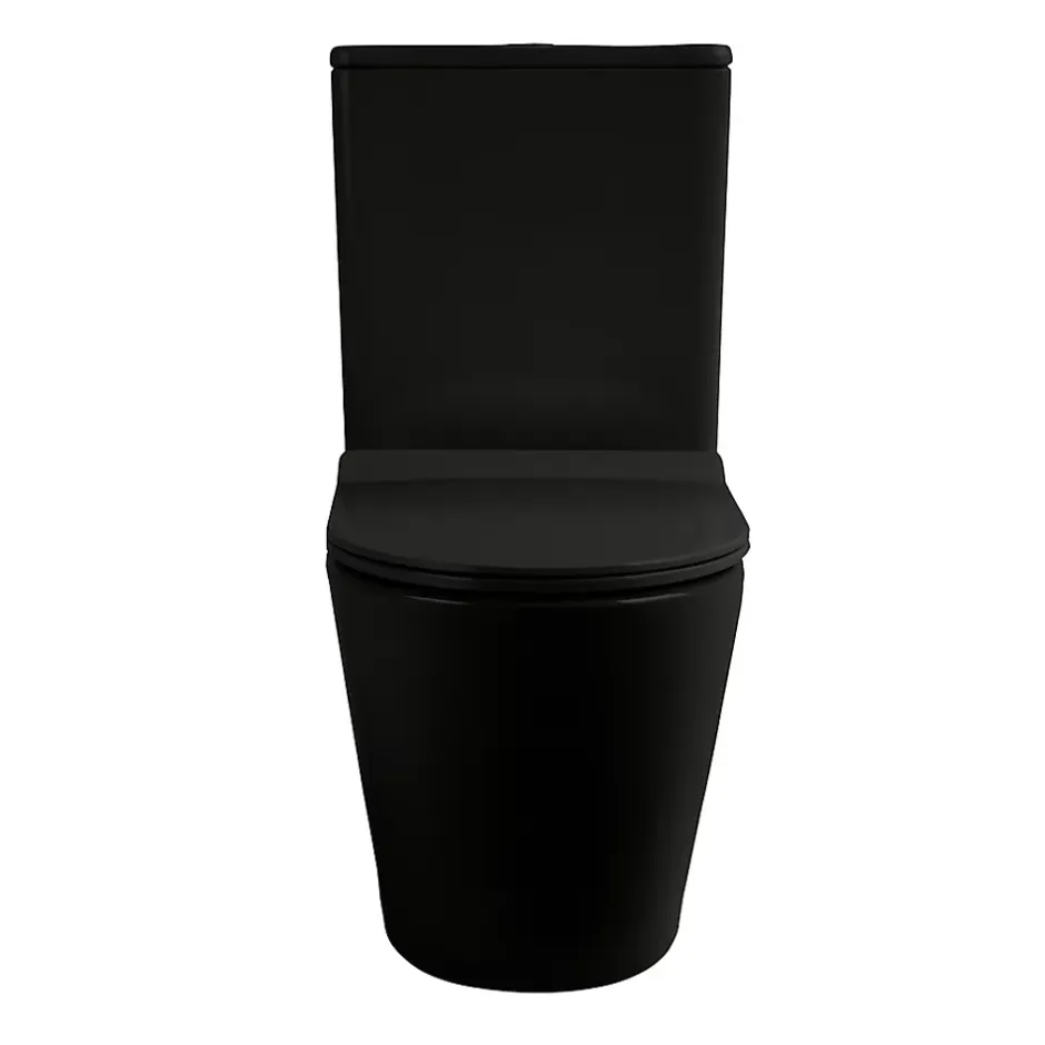 Ceramia WC à poser sans bride en céramique avec abattant SoftClose + réservoir de chasse, alimentation latérale, noir (CEPX030RREXVPBKM)* Wc À Poser