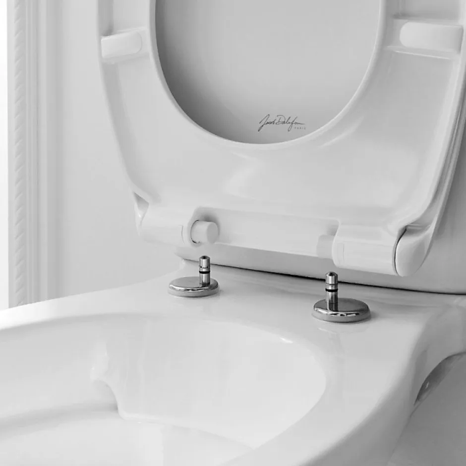 Jacob Delafon WC à poser sans bride sortie horizontale Gaspard avec abattant frein de chute déclipsable + Tabouret bois* Wc À Poser
