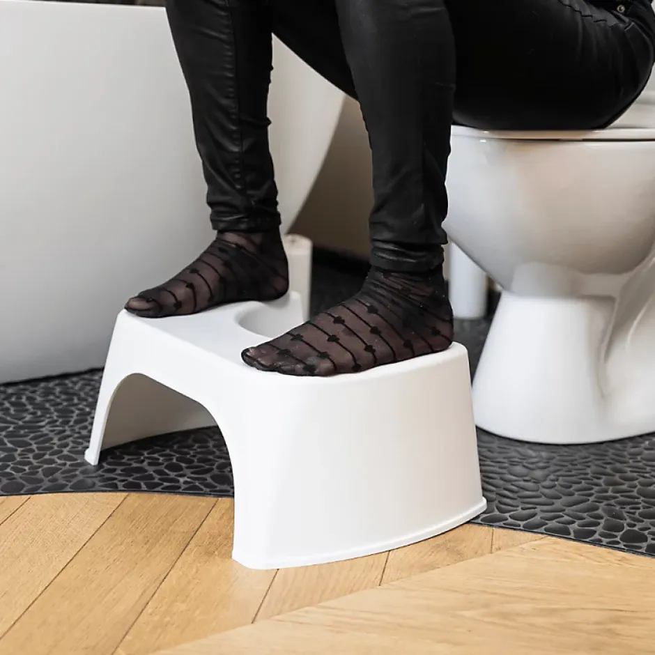 Jacob Delafon WC à poser sans bride sortie horizontale Struktura avec abattant + Tabouret physiologique blanc