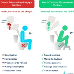 Jacob Delafon WC à poser sans bride sortie horizontale Struktura avec abattant + Tabouret physiologique blanc