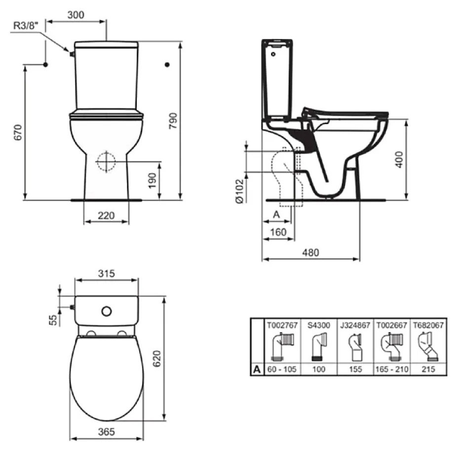 Ideal Standard WC à poser sans bride sortie horizontale TIRSO RimLS+ avec abattant frein de chute