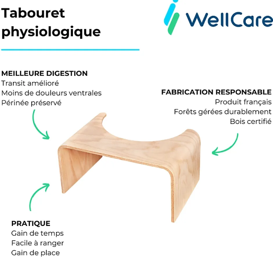 Jacob Delafon WC à poser sans bride sortie universelle Rodin+ avec abattant frein de chute + tabouret physiologique bois
