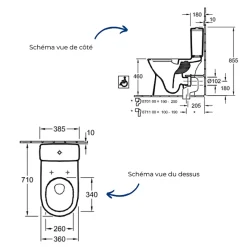 Villeroy & Boch WC à poser sans bride surélevé sortie horizontale O.novo avec abattant frein de chute + Nettoyant* Wc À Poser