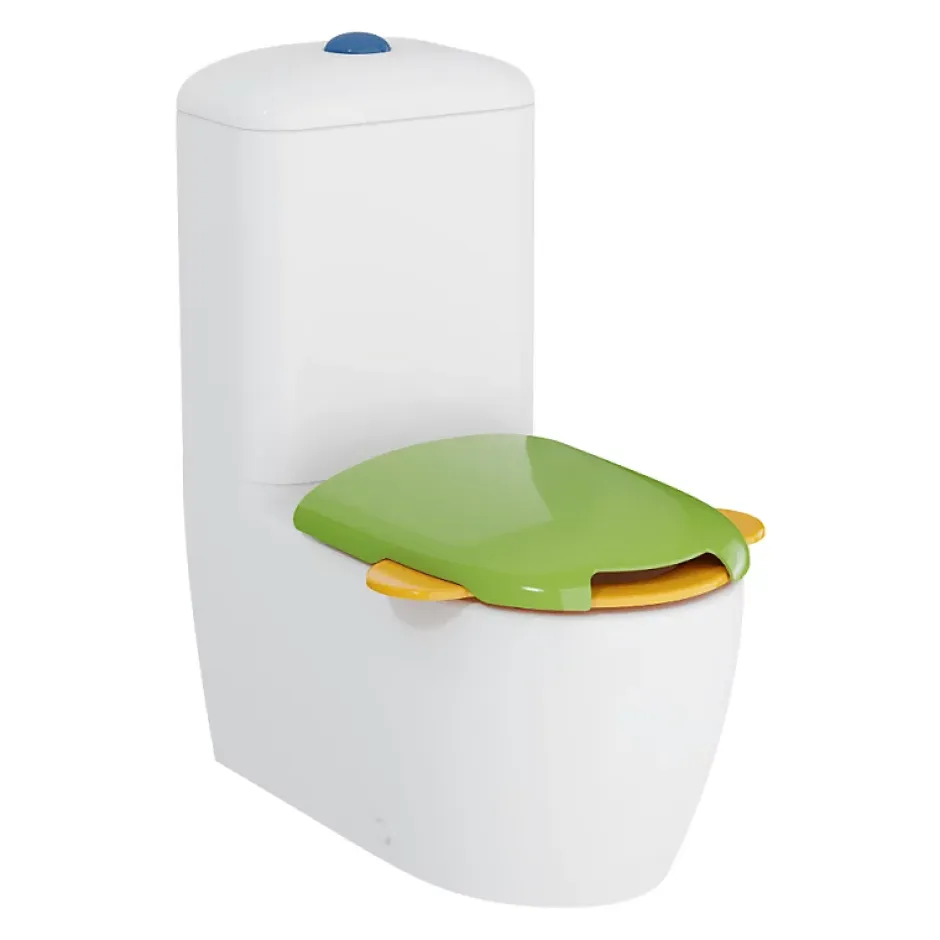 Vitra WC à poser sans bride Sento Kids Blanc + réservoir + abattant vert et jaune* Wc À Poser