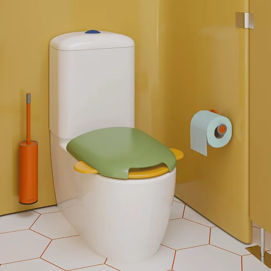 Vitra WC à poser sans bride Sento Kids Blanc + réservoir + abattant vert et jaune* Wc À Poser