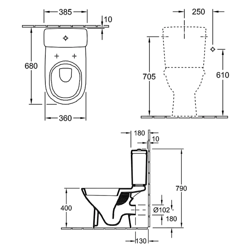 Villeroy & Boch WC à poser VILLEROY ET BOCH O.novo avec abattant frein de chute déclipsable + nettoyant Briochin* Wc À Poser