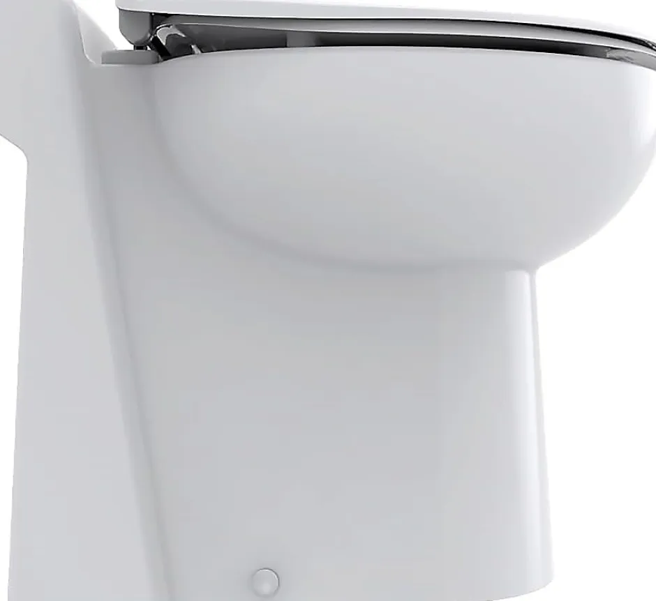TurboFlush WC broyeur compact l.24,5 x H.47 x P.54,5 cm, blanc en céramique anticalcaire, 500W, double chasse et abattant antibactérien