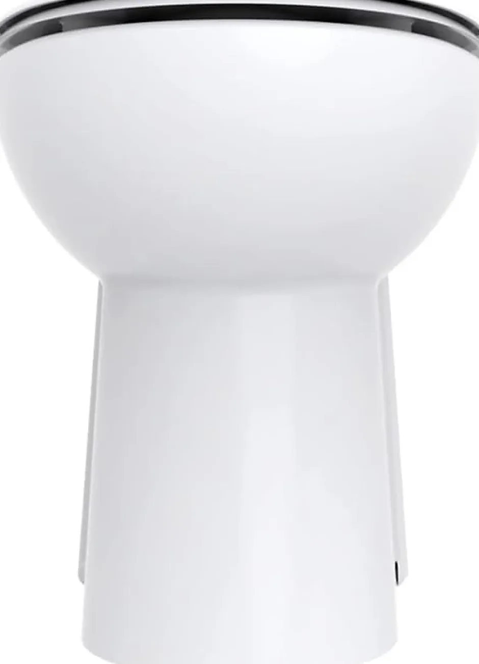 TurboFlush WC broyeur compact l.24,5 x H.47 x P.54,5 cm, blanc en céramique anticalcaire, 500W, double chasse et abattant antibactérien