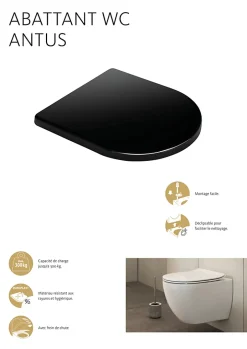 Schulte Wc Déclipsable - Avec Frein De Chute - Lunette Et Couvercle - Duroplast - Noir Mat
