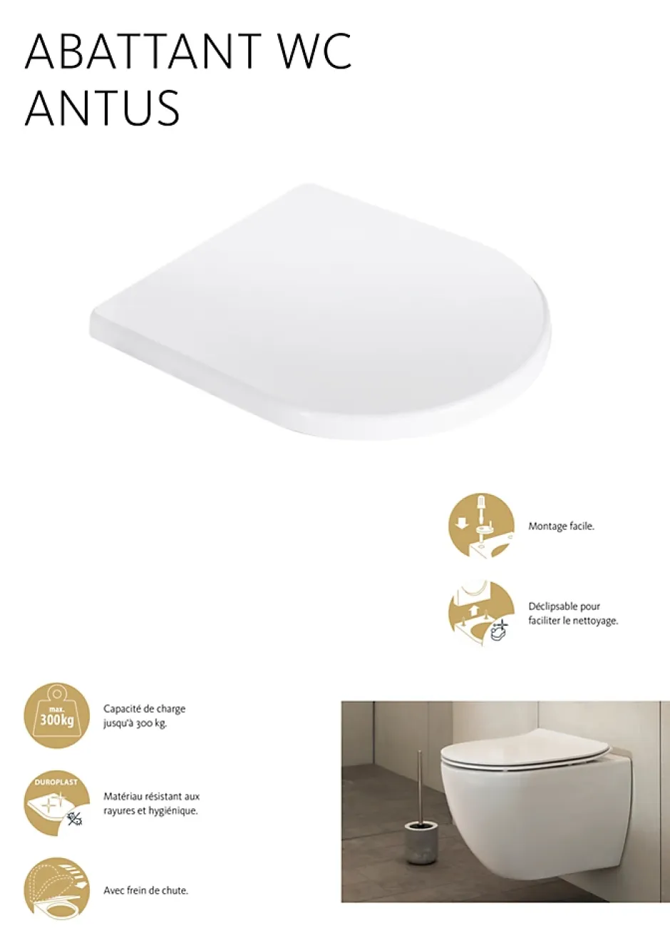 Schulte Wc Déclipsable - Avec Frein De Chute - Lunette Et Couvercle - Duroplast - Blanc