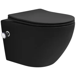 Luxebath WC suspendu chasse d'eau tornado fonction bidet noir mat avec siège Softclose