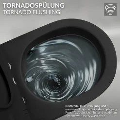 Luxebath WC suspendu chasse d'eau tornado nano fonction bidet noir mat Softclose