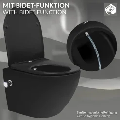 Luxebath WC suspendu chasse d'eau tornado nano fonction bidet noir mat Softclose