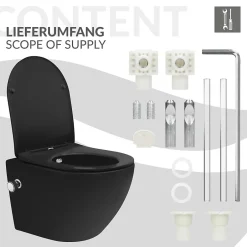 Luxebath WC suspendu chasse d'eau tornado nano fonction bidet noir mat Softclose