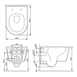 Am.Pm Europe WC suspendu céramique sans bride cuvette WC suspendu sans bord FlashClean abattant amov. frein chute softclose blanc AM.PM Func