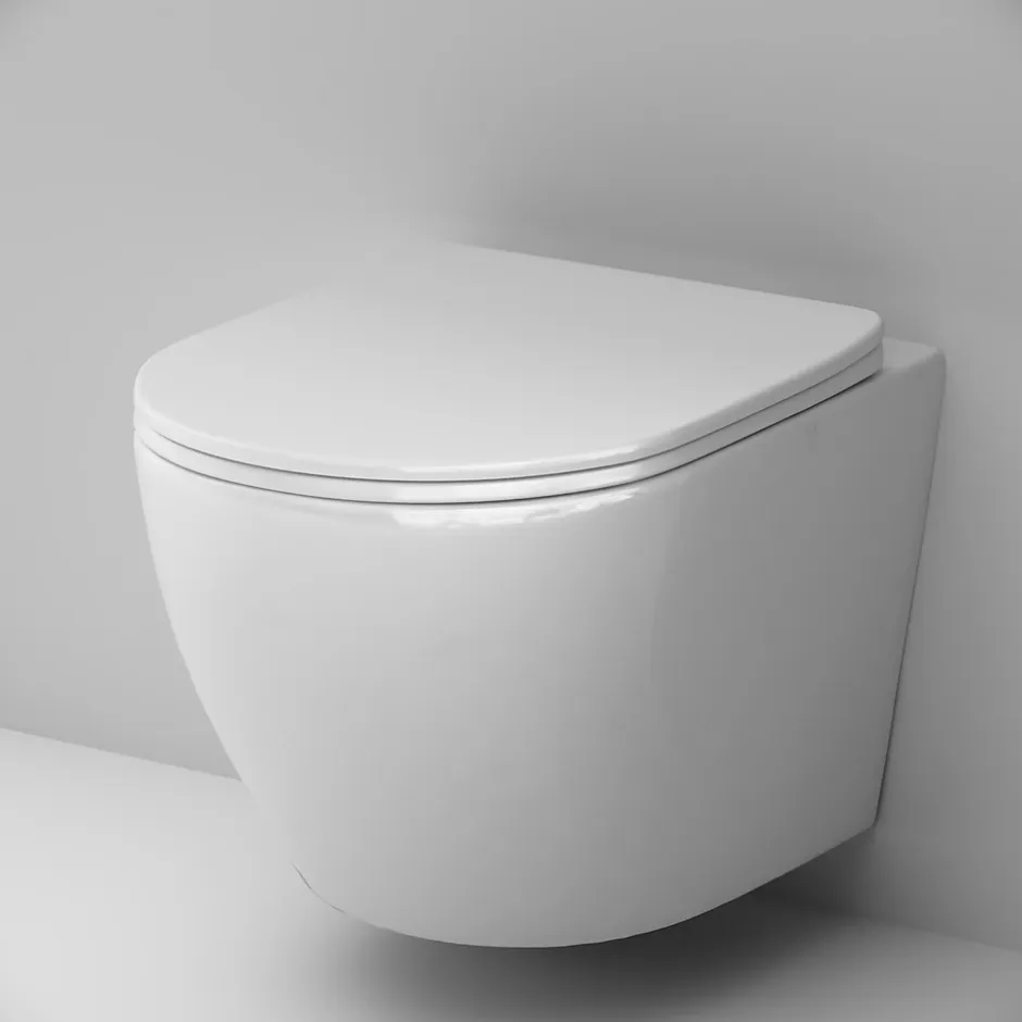 Am.Pm Europe WC suspendu céramique sans bride cuvette WC suspendu sans bord AquaSpin abattant amov. frein chute softclose, blanc AM.PM Like