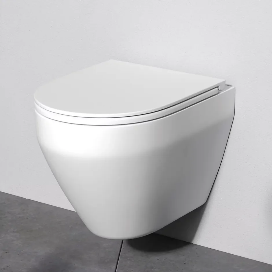 Am.Pm Europe WC suspendu céramique sans bride cuvette WC suspendu sans bord FlashClean abattant amov. frein chute softclose blanc AM.PM* Wc Suspendu