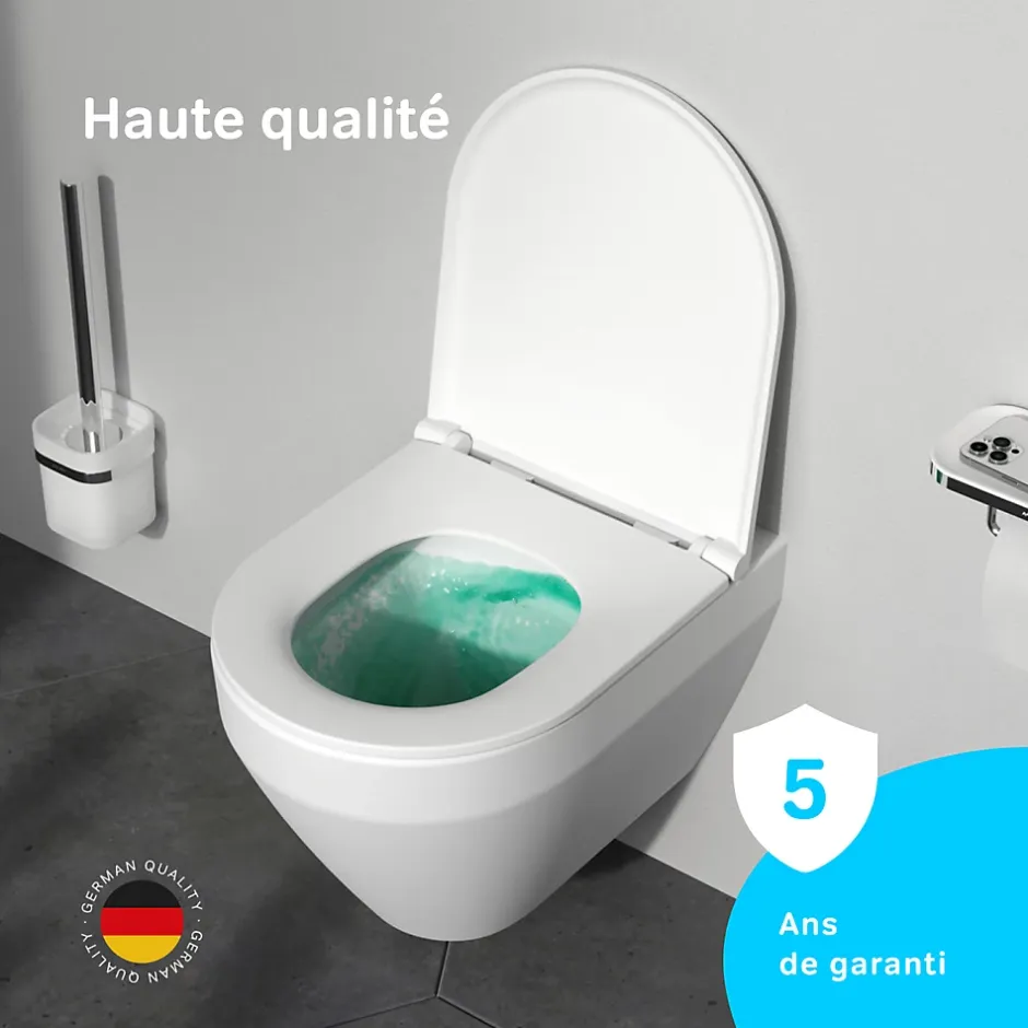 Am.Pm Europe WC suspendu céramique sans bride cuvette WC suspendu sans bord FlashClean abattant amov. frein chute softclose blanc AM.PM* Wc Suspendu