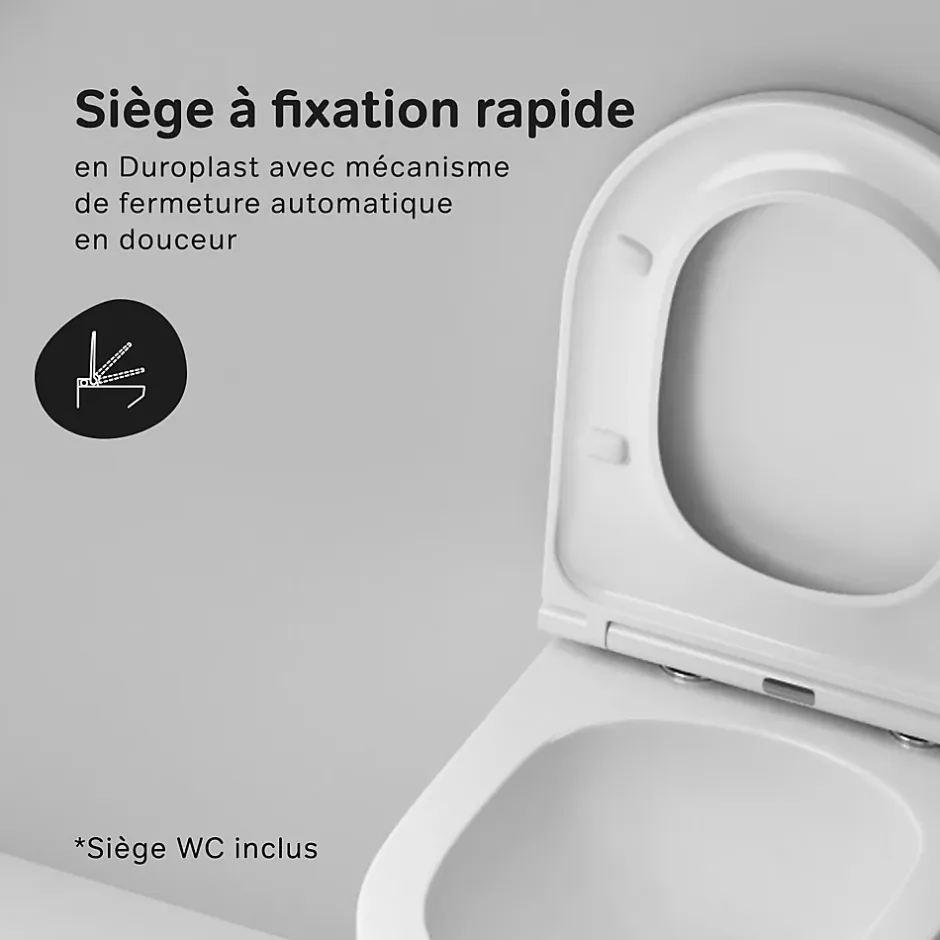 Am.Pm Europe WC suspendu céramique sans bride cuvette WC suspendu sans bord FlashClean abattant amov. frein chute softclose blanc AM.PM* Wc Suspendu
