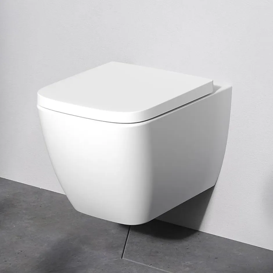 Am.Pm Europe WC suspendu céramique sans bride cuvette WC suspendu sans bord FlashClean abattant amov. frein chute softclose, blanc AM.PM Gem