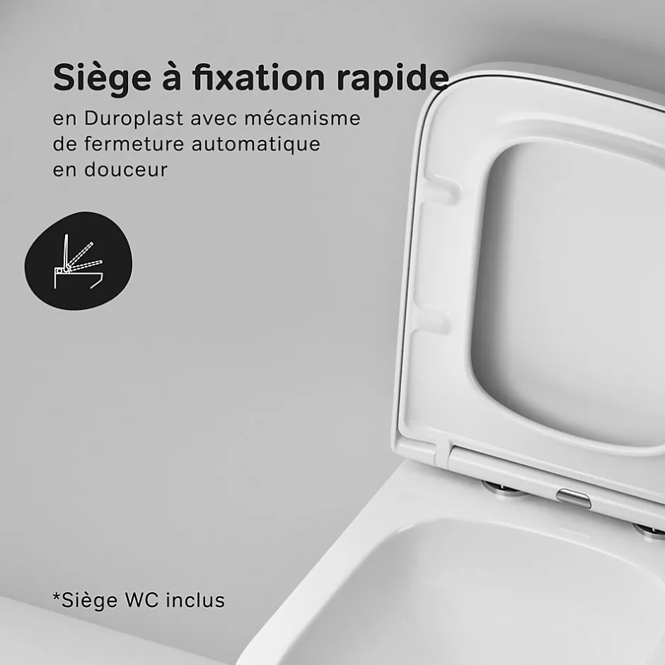 Am.Pm Europe WC suspendu céramique sans bride cuvette WC suspendu sans bord FlashClean abattant amov. frein chute softclose, blanc AM.PM Gem