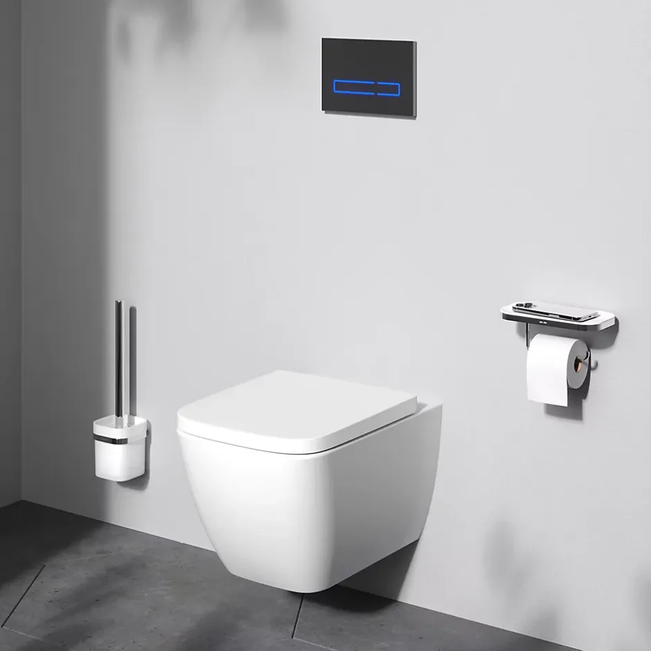 Am.Pm Europe WC suspendu céramique sans bride cuvette WC suspendu sans bord FlashClean abattant amov. frein chute softclose, blanc AM.PM Gem