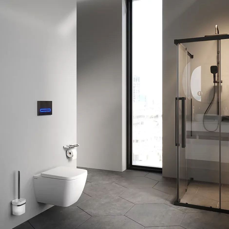 Am.Pm Europe WC suspendu céramique sans bride cuvette WC suspendu sans bord FlashClean abattant amov. frein chute softclose, blanc AM.PM Gem