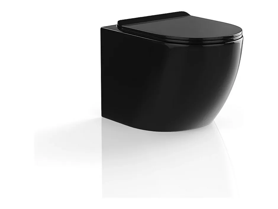 Vente-unique WC suspendu noir brillant en céramique sans bride - JAVOINE* Wc Suspendu